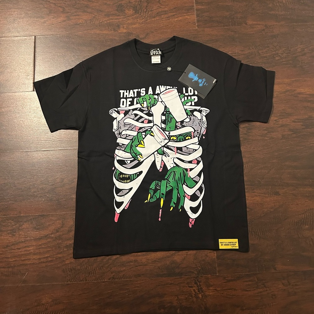Black Tee with Colorful Skeleton Graphic
